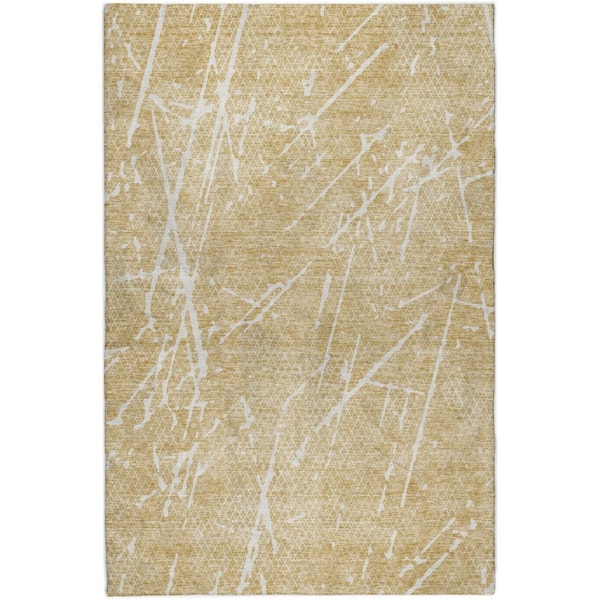 Dream Shag Premium Machine Washable Abstract ADS628 Beige 9 ft. x 12 ft. Area Rug