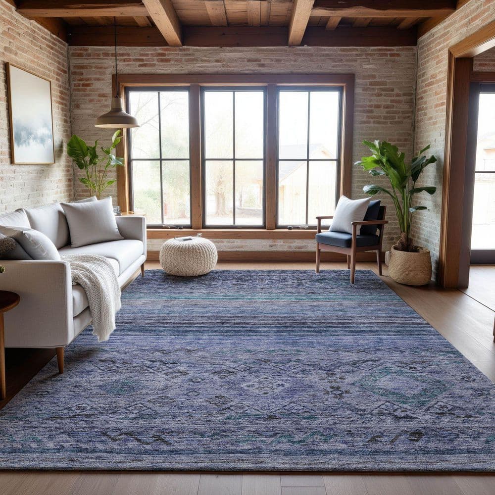 Mayfield Premium Machine Washable Abstract AMF1219 Blue 8 ft. x 10 ft. Area Rug price history on PriceWatchPro