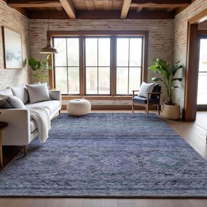 Mayfield Premium Machine Washable Abstract AMF1219 Blue 9 ft. x 12 ft. Area Rug