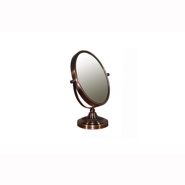 ORE International 12.25 in. Copper Chrome Oval 5x Magnify Makeup Mirror