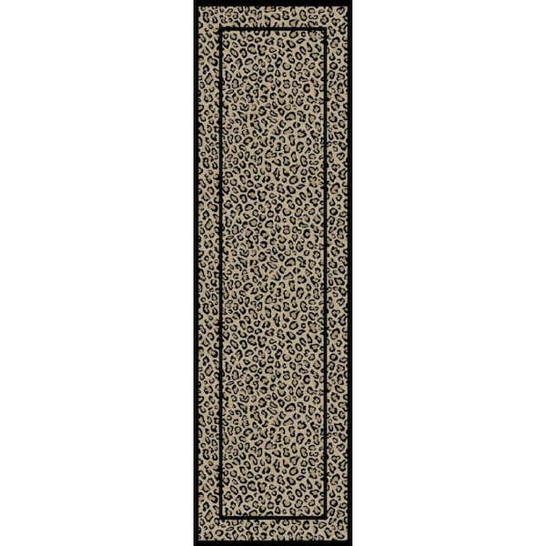 Jewel Leopard Beige 2 ft. x 8 ft. Runner Rug