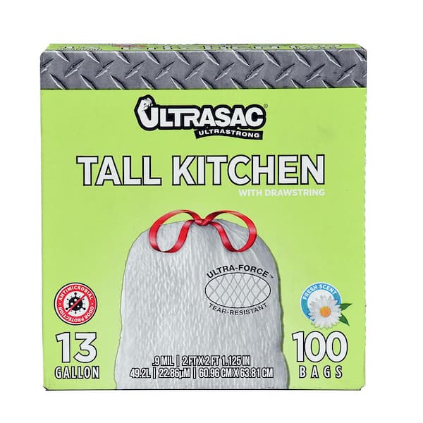 13 Gal. FLEX Fresh Scent Drawstring Kitchen Trash Bags (100 Count)