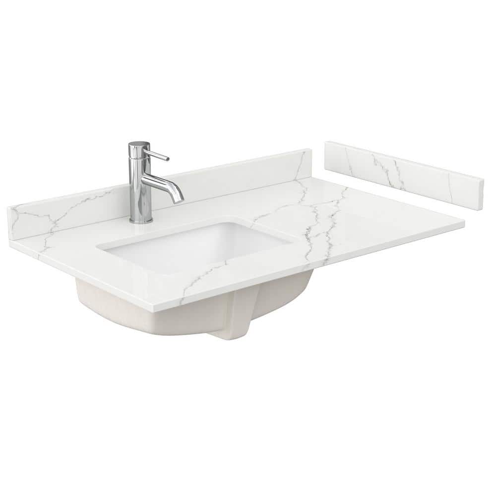 36 in. W x 22 in. D Quartz White Rectangular Single Sink Bathroom Vanity Top in Giotto price history on PriceWatchPro