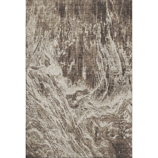 Mayfield Premium Machine Washable Abstract AMF971 Brown 5 ft. x 7 ft. 6 in. Area Rug