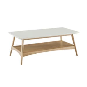 Avalon 48 in. Off-White/Natural Rectangle Wood Coffee Table