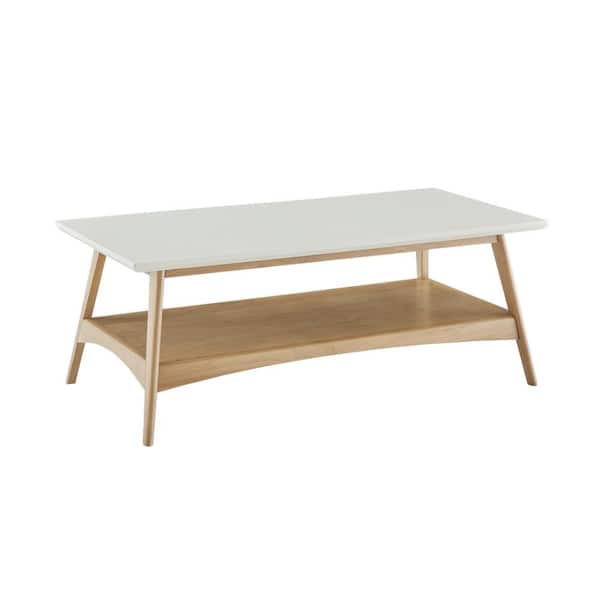 Madison Park Avalon 48 in. Off-White/Natural Rectangle Wood Coffee Table