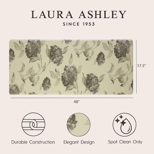 Laura Ashley Gray Floral 17.5 in. x 48 in. Anti-Fatigue Wellness Mat