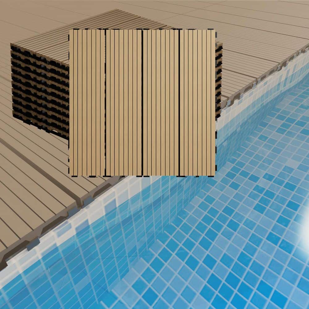 1 ft. x 1 ft. x 0.8 in. Waterproof Slat Composite Deck Tile for Patio Garden Poolside in Timber (Pack of 20 Tiles) price history on PriceWatchPro