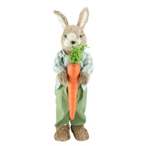 19 in. Spring Sisal Standing Bunny Rabbit Figure with Carrot