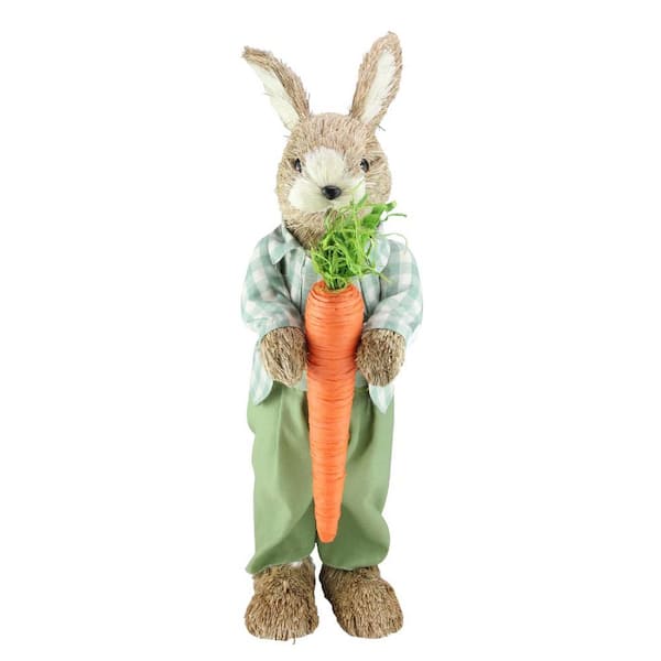 Northlight 19 in. Spring Sisal Standing Bunny Rabbit Figure with Carrot