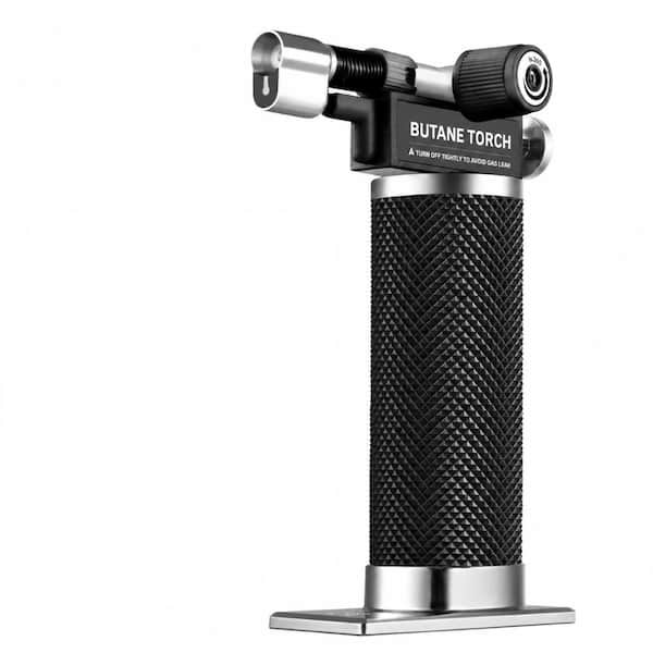 3.8 in. L x 1.8 in. W x 5.7 in. H Metal Black Culinary Torch with Dual Flame Modes and Piezo Ignition