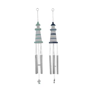 30in. Extra Large White Wood Light House Windchime (2- Pack)