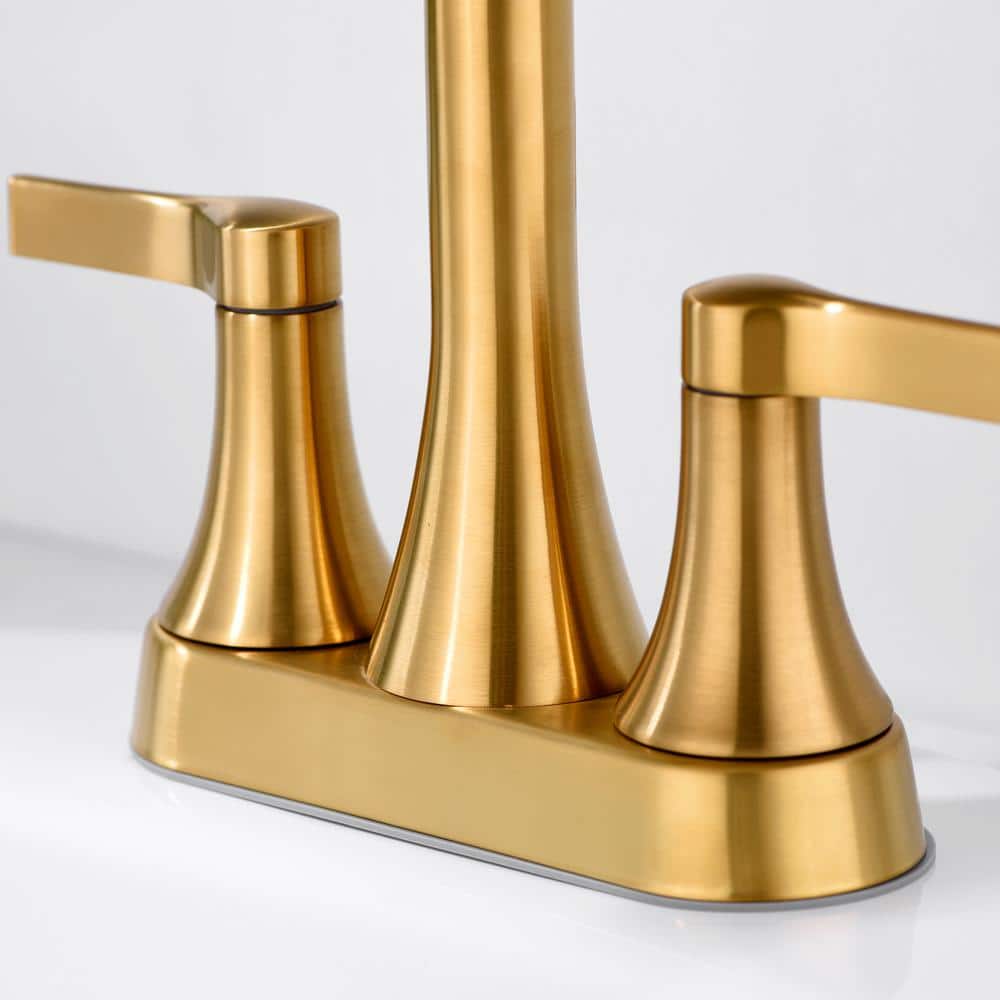 Brushed Gold 2-Handle Centerset Bathroom Faucet with Drain Assembly