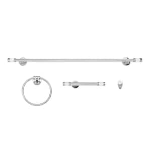 Pierce 4-Piece Bath Hardware Set with with Towel Holder, Robe Hook, Toilet Paper Holder, Hand Towel Holder in Chrome