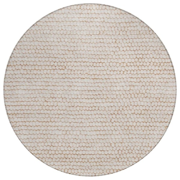 Chantille Machine Washable Indoor/Outdoor Abstract ACN2719 Ivory 8 ft. x 8 ft. Round Rug