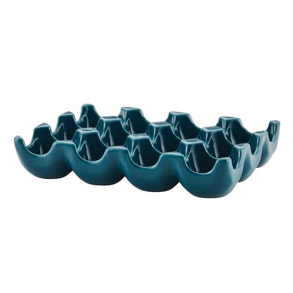 Rachael Ray 12-Teal Ceramics Egg Tray 48444 - The Home Depot