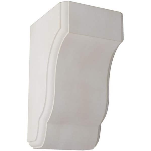 Ekena Millwork 3-1/2 in. x 6-1/2 in. x 4 in. Chalk Dust White Capistrano Mission Wood Vintage Decor Corbel