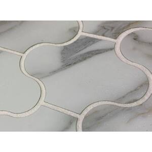 Calacatta White & Gold Swag Waterjet Mosaic 3.5 in. x 5.125 in. Matte Glass Decorative Wall Tile (5.2 sq. ft./Case)