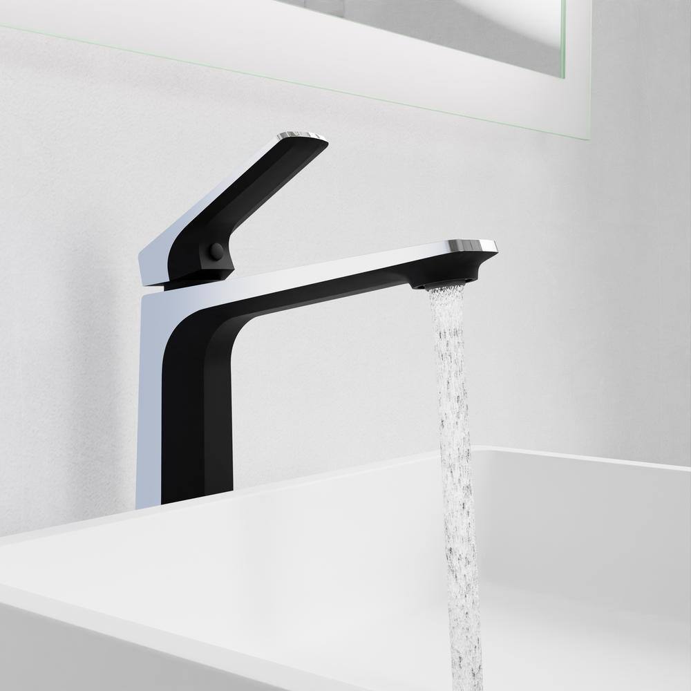 Matte Black and Chrome Single Handle Bathroom Faucet
