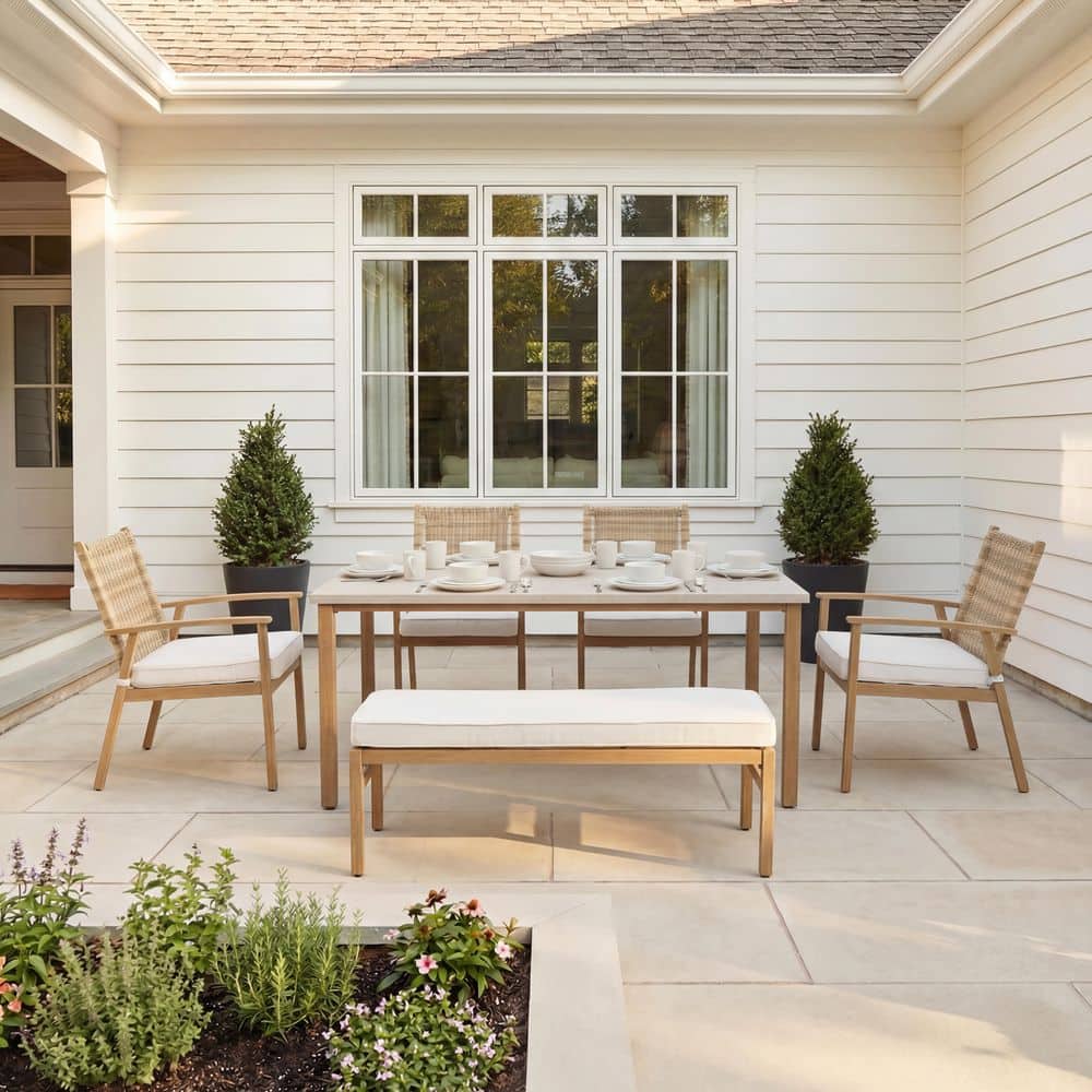 West Haven Wicker Outdoor Dining Chair with CushionGuard Almond Cushions 4-Pack price history on PriceWatchPro