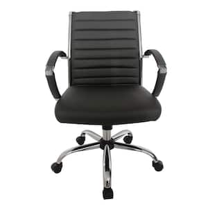Kiddle Black Faux Leather Seat Short Office Chair with Non-Adjustable Arm