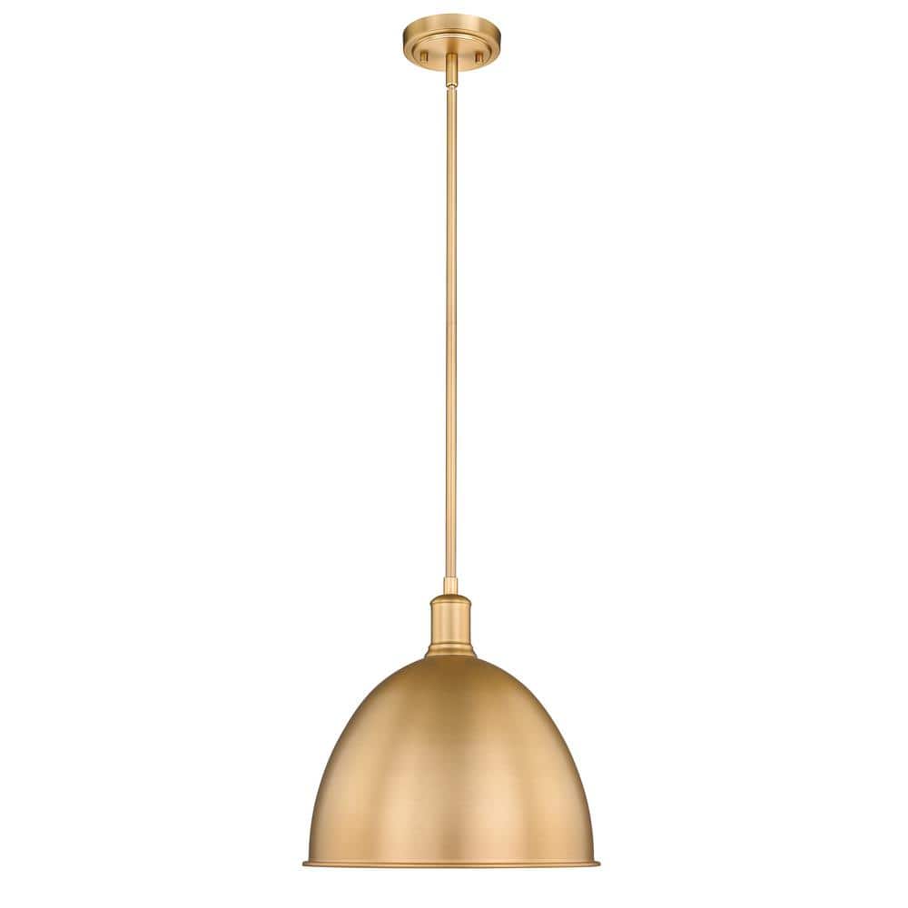 Sawyer 12.5 in. 1-Light Pendant Classic Brass with an Iron Shade
