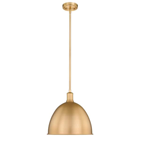 Unbranded Sawyer 12.5 in. 1-Light Pendant Classic Brass with an Iron Shade