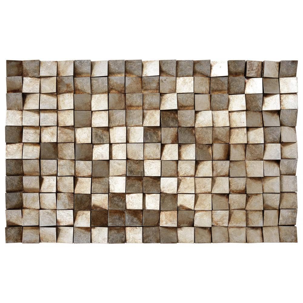 Textured Gold Leaf Wooden Block Wall Art, 48" x 30"
