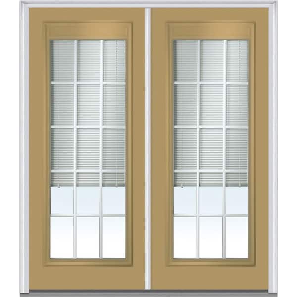 MMI Door 64 in. x 80 in. Internal Blinds and Grilles Right-Hand Inswing Full Lite Clear Glass Painted Steel Prehung Front Door