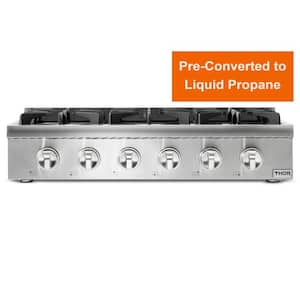 Pre-Converted Propane 36 in. Gas Cooktop in Stainless Steel with 6 Burners