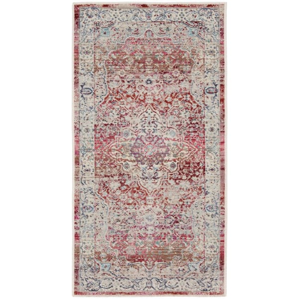 Nourison Vintage Kashan Red/Ivory 2 ft. x 4 ft. Bordered Traditional Area Rug