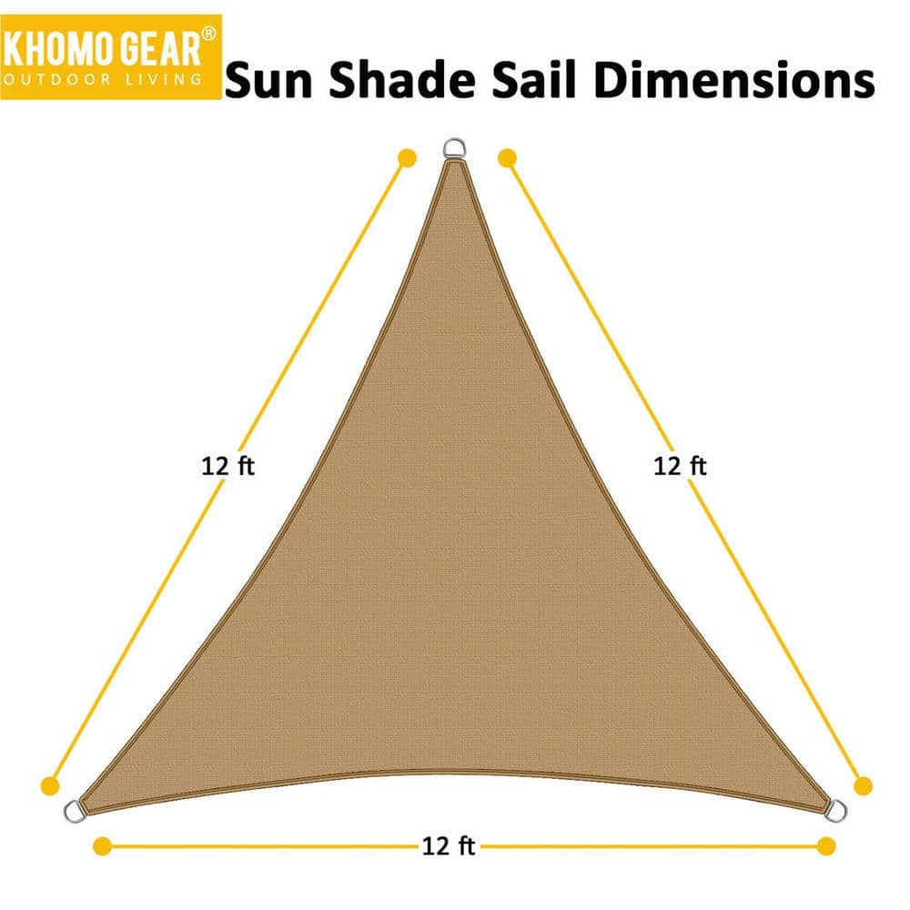 12' Tan High-Density Polyethylene Triangle Sun Shade Sail