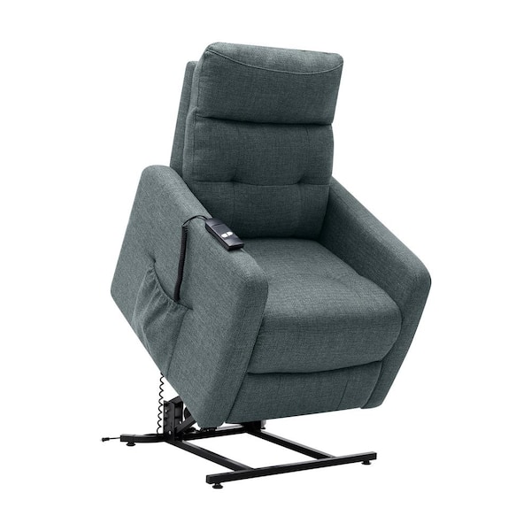 ProLounger Medium Blue Textured Herringbone Fabric Power Recline and Lift Chair with Wired Remote