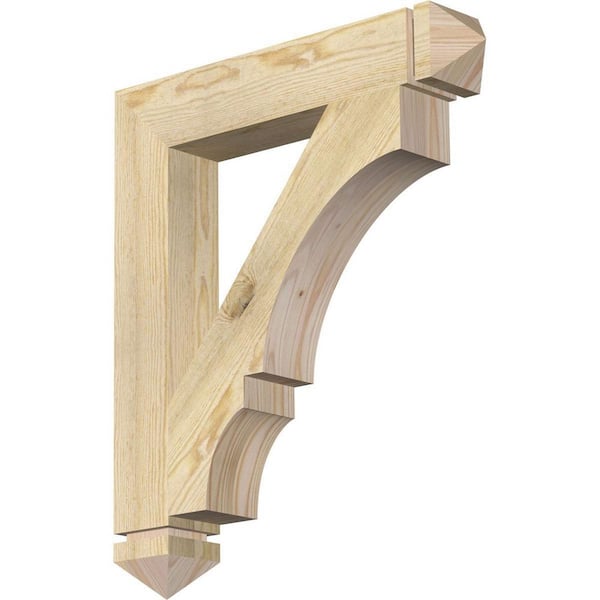 Ekena Millwork 4 in. x 28 in. x 24 in. Douglas Fir Balboa Arts and Crafts Rough Sawn Bracket