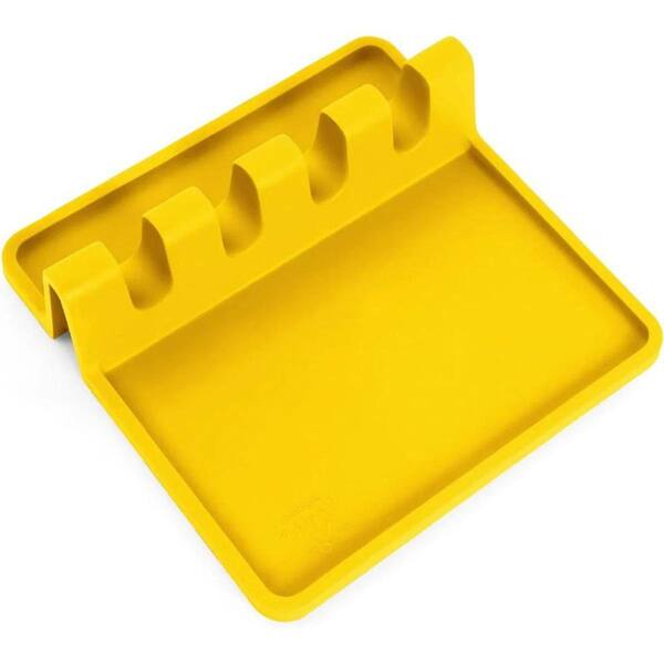Zulay Kitchen Silicone Utensil Rest with Drip Pad for Multiple Utensils - Lemon Yellow