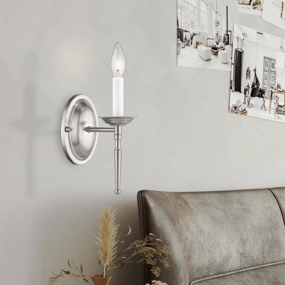 Williamsburgh Brushed Nickel 9.5" Traditional Wall Sconce