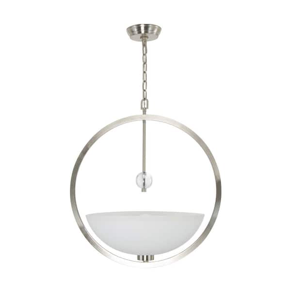SOUTHBAY Sydney 1-Light Brushed Nickel Classic Chandelier Frosted with White Paint Inside Glass Shades