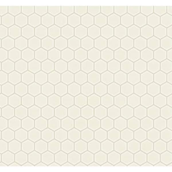 Seabrook Designs Curie Honeycomb Metallic Silver and Pearl Paper Strippable Roll (Covers 60.75 sq. ft.)