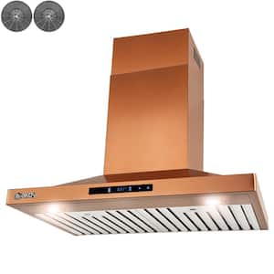 30 in. 343 CFM Convertible Wall Mount Range Hood with Lights and Touch Control in Copper Stainless Steel