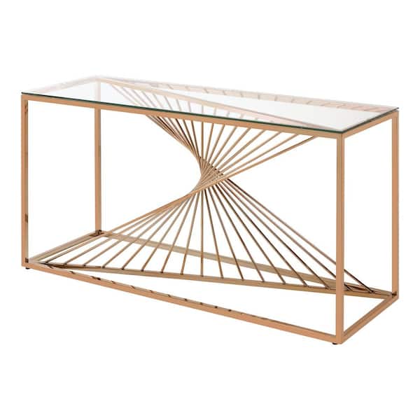 Nowry 47.25 in. Gold Rectangle Glass Top Console Table