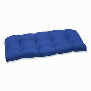 Solid Rectangular Outdoor Bench Cushion in Blue