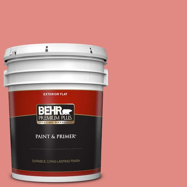 BEHR PREMIUM PLUS 5 gal. Home Decorators Collection #HDC-SP16-12 Begonia Flat Exterior Paint & Primer