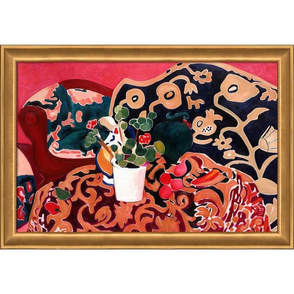 LA PASTICHE Spanish Still Life by Henri Matisse Muted Gold Glow Framed Abstract Oil Painting Art Print 28 in. x 40 in.