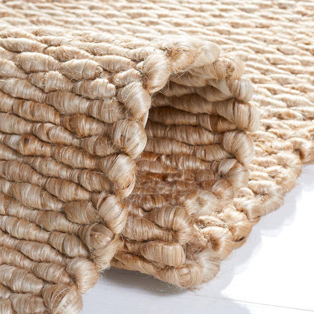 Natural 7' Square Handwoven Jute Area Rug