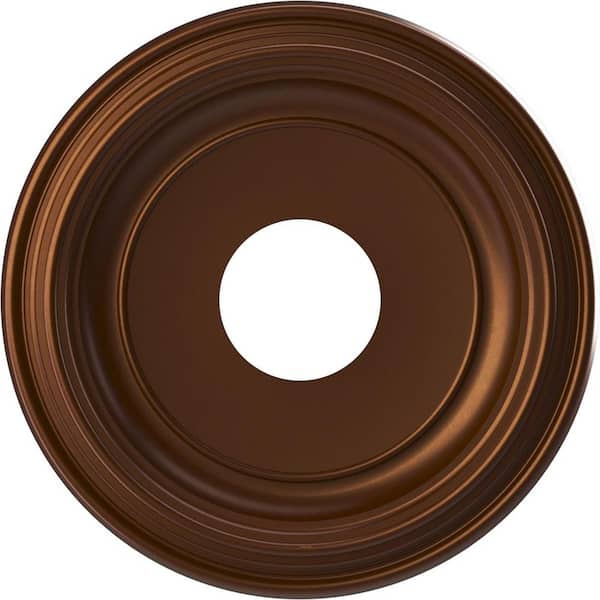 Ekena Millwork Traditional 13 in. O.D. x 3-1/2 in. I.D. x 1-1/4 in. P Thermoformed PVC Ceiling Medallion Metallic Dark Copper