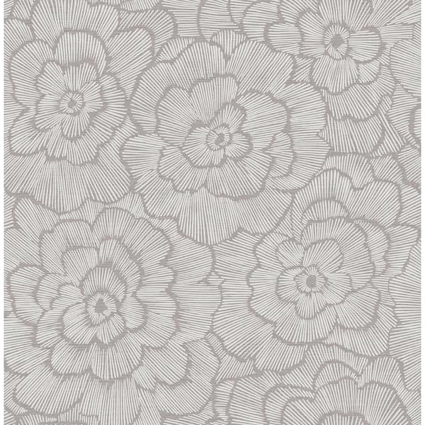 A-Street Prints Periwinkle Grey Sterling Textured Floral Textured Non Woven Wallpaper Roll