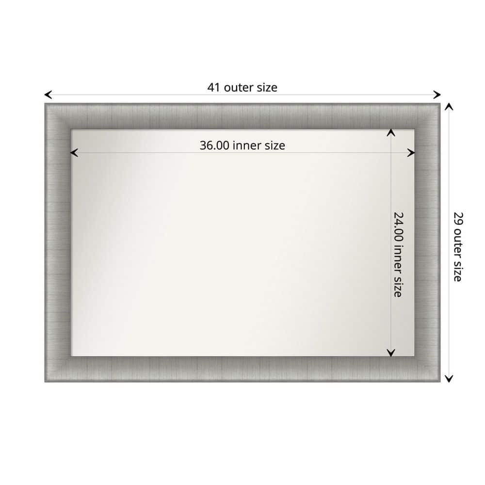 Elegant Brushed Pewter 41" x 29" Non-Beveled Wall Mirror