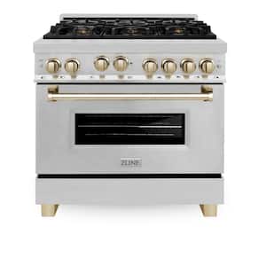 Autograph Edition 36" 4.6 cu. ft. Gas Range with Gas Stove and Gas Oven in Stainless Steel with Gold Accents