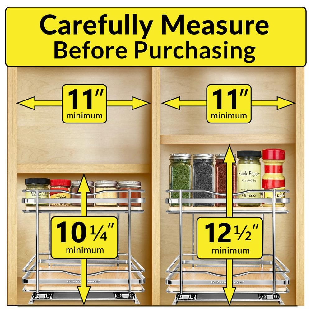 Lynk Professional Double Tier Wood and Chrome Spice Rack