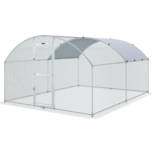 VEVOR 13.1 ft. x 9.8 ft. x 6.6 ft. Large Metal Chicken Coop with Run Walk-In Chicken Coop Waterproof Cover Poultry Fencing